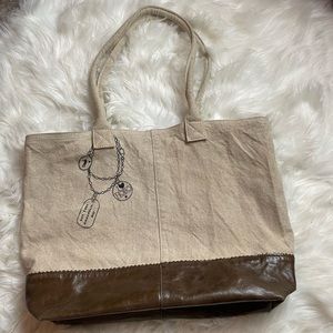 Stylish Beige and Brown Tote Bag